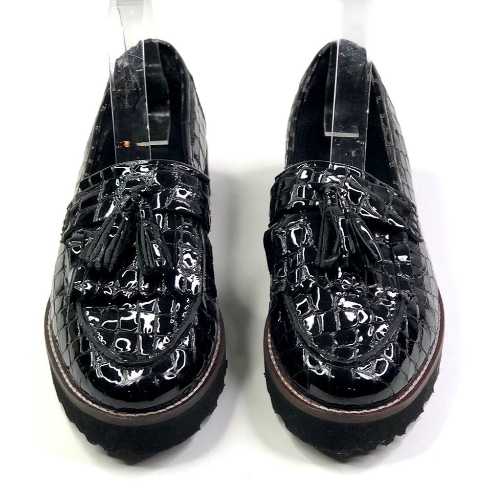 ASOS vegan patent leather croc alligator print kiltie tassel loafer black 8 - Picture 5 of 11